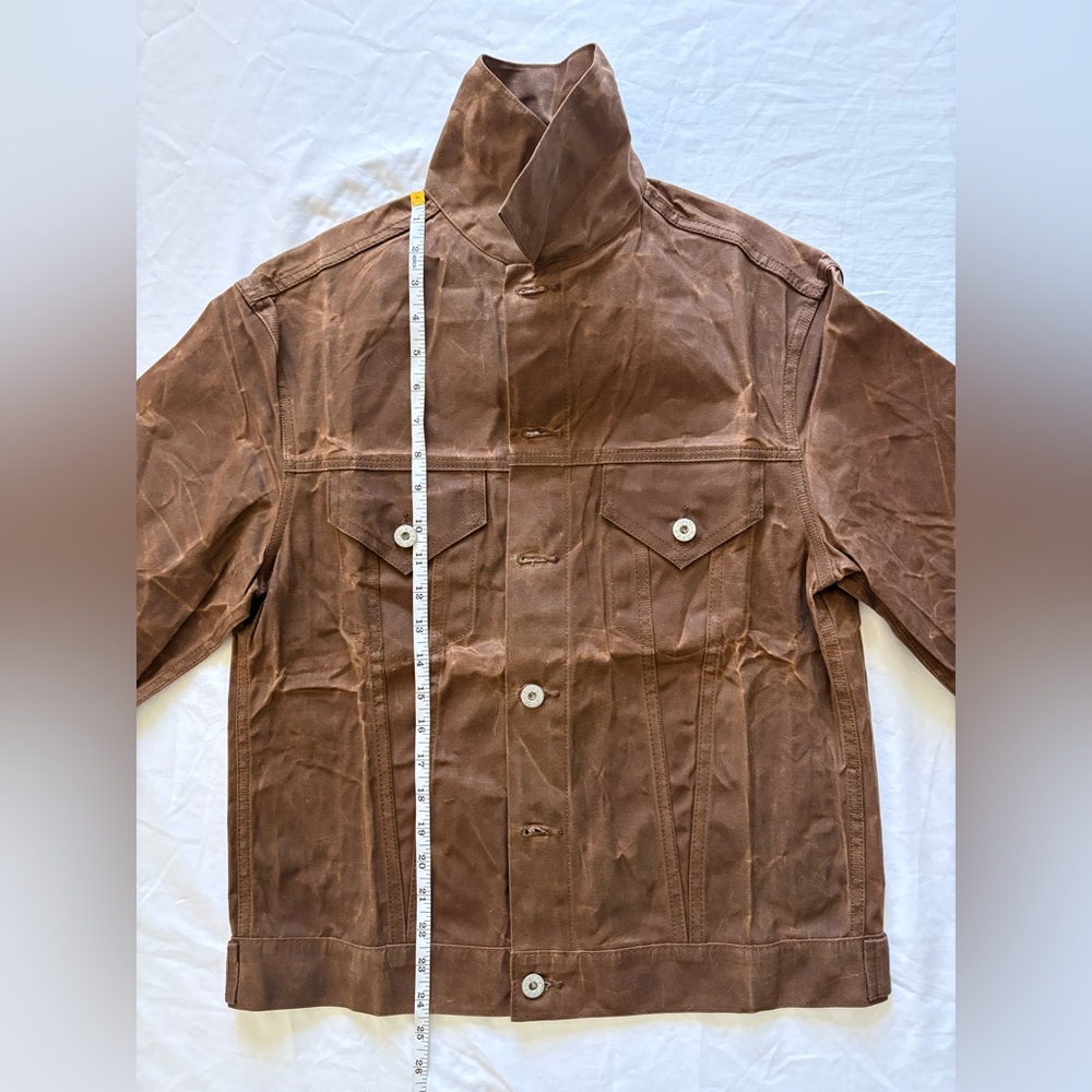 NWOT-Carre Label Brown Waxed Cotton Workwear Utility Jacket Vintage Style - Picture 10 of 13